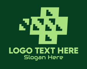 Medical - Green Tech Cross logo design