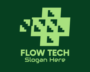 Green Tech Cross  logo design