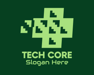 Green Tech Cross  logo design