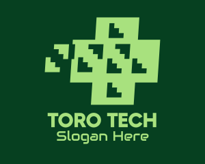 Green Tech Cross  logo design