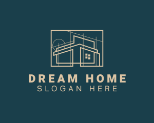 House - Architect House Blueprint logo design