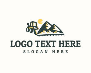 Backhoe - Bulldozer Mountain Mining logo design