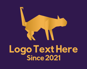 Pet Clinic - Golden Cat Origami logo design