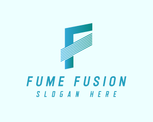 Blue Line Motion Letter F logo design