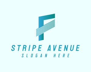Striped - Blue Line Motion Letter F logo design