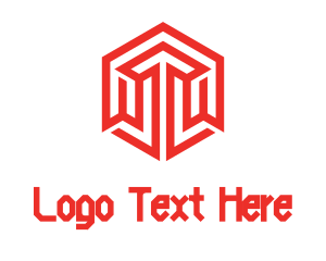 Red Hexagon Outline Logo