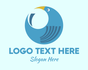 Blue Feather - Round Blue Bird logo design