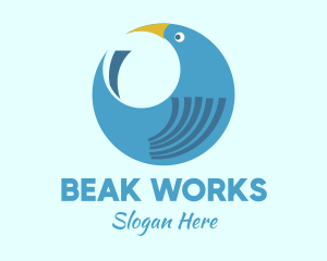 Beak - Round Blue Bird logo design
