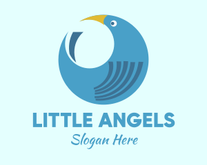 Round Blue Bird logo design