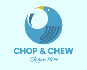 White Circle - Round Blue Bird logo design