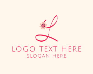 Pink - Script Flower Letter L logo design