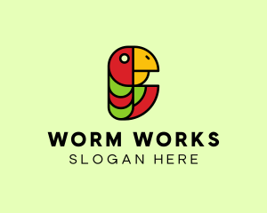 Worm - Wild Jungle Parrot logo design