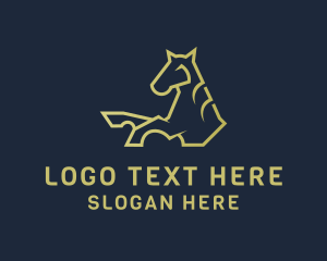 Horse Rider - Gold Horse Stable logo design