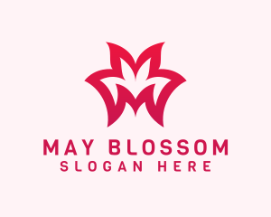 Red Flower Letter M logo design