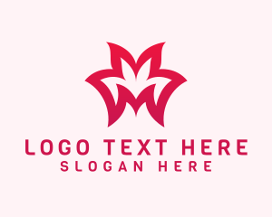 Blooming - Red Flower Letter M logo design