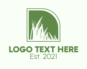 Lawn Mower - Green Field Backyard logo design