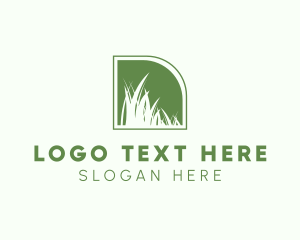 Lawn Mower - Green Field Backyard logo design