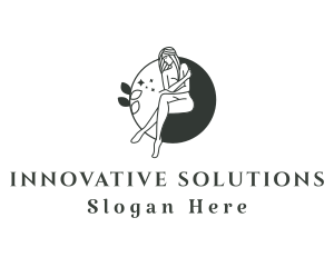 Black - Naked Seductive Lady logo design