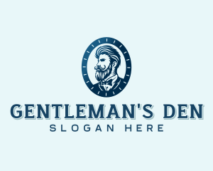 Gentleman Barber Mustache logo design