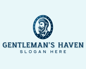 Gentleman Barber Mustache logo design