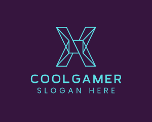 Game Stream - Cyber Letter X logo design