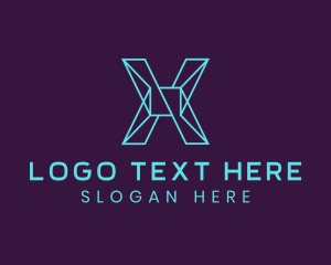 Computer - Cyber Letter X logo design