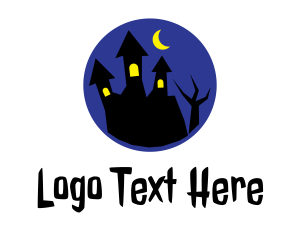 Midnight - Haunted House Halloween logo design