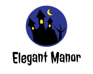 Manor - Haunted House Halloween logo design