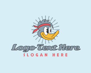 Karate - Cartoon Duck Headband Mascot logo design
