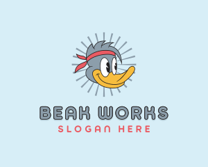 Cartoon Duck Headband logo design