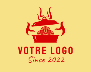 Red - Fire Oriental Noodle logo design