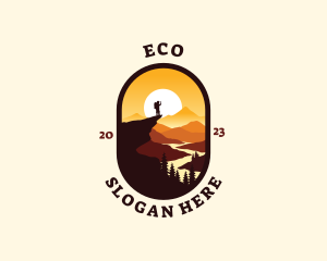 Hiker Mountain Scenery Path Logo