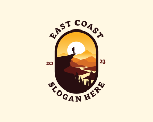 East - Hiker Mountain Scenery Path logo design