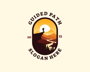 Path - Hiker Mountain Scenery Path logo design