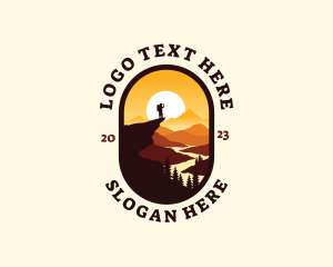 South - Hiker Mountain Scenery Path logo design