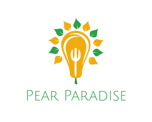 Fork Pear Bulb logo design