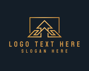 House - Gold House Roof logo design