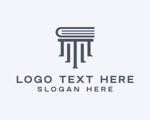 Learning Center - Library Book Pillar logo design