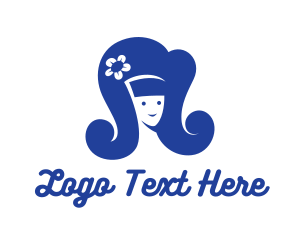 Hairdo - Blue Retro Beauty Big Hair Hairspray logo design