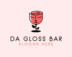 Wine Glass Rose Face logo design