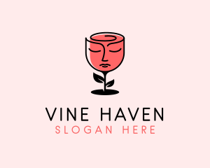 Wine Glass Rose Face logo design