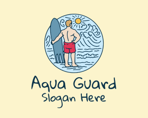 Lifeguard - Surfboard Surfer Wave logo design