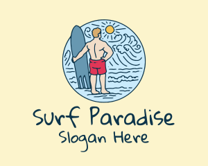 Surfboard Surfer Wave  logo design