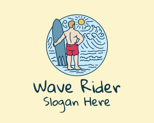 Surfboard - Surfboard Surfer Wave logo design