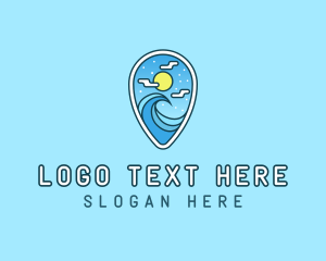 Seascape - Pin Location Beach logo design