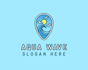 Seascape - Pin Location Beach logo design