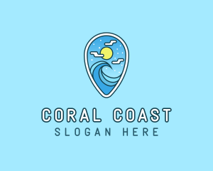 Pin Location Beach logo design