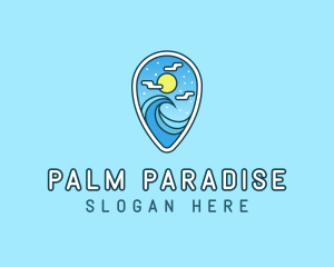 Pin Location Beach logo design