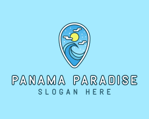 Pin Location Beach logo design