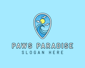 Pin Location Beach logo design